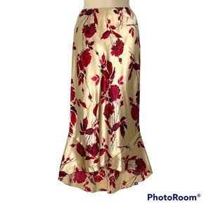 EXPRESS NWT 100% SILK Midi Skirt High-Low Mermaid Floral Print Extra Small (XS)